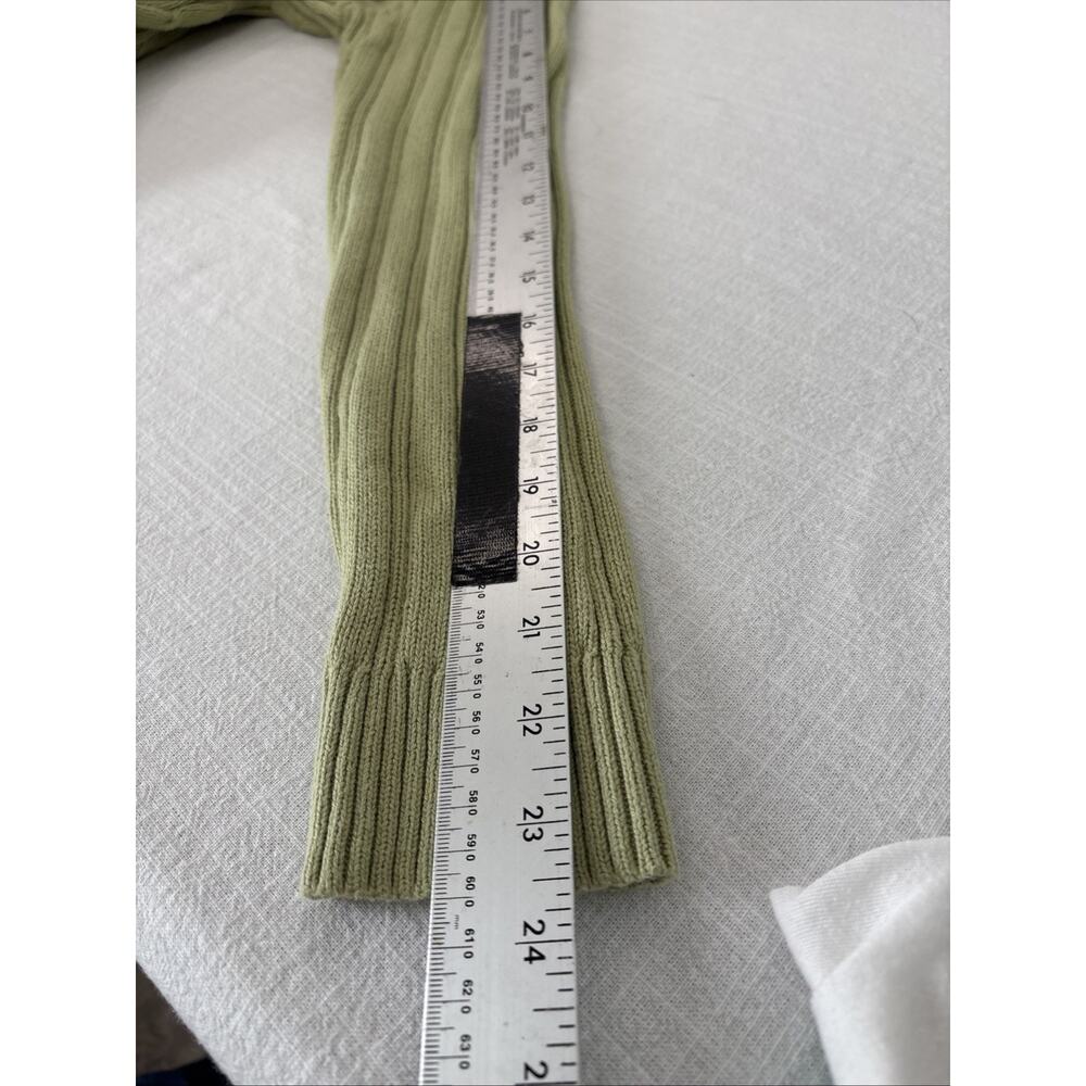 Liz Claiborne Cable Knit 100% Cotton Sweater Sage M Butter Mom Shawl Collar - Picture 12 of 12